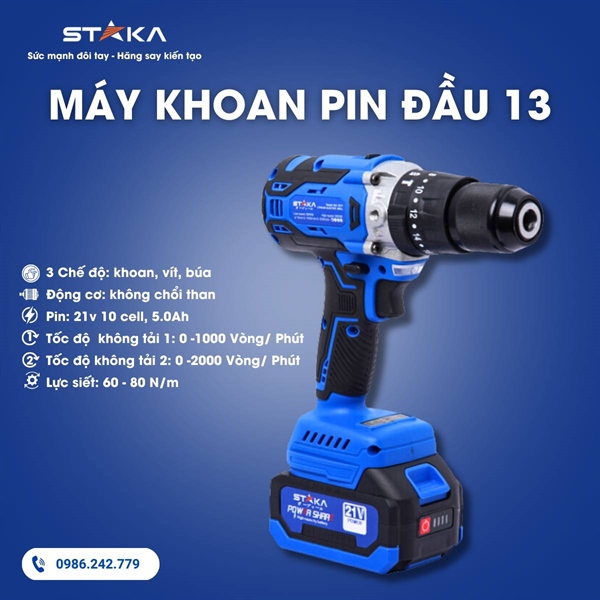 Máy khoan pin từ đầu 13mm STK (1C/H,5C/T) -M1 – CÁI