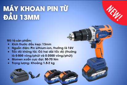 Máy Khoan Pin Từ Đầu 13mm STK (1C/H, 6C/T)-M1 – Cái