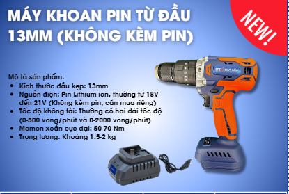 Máy Khoan Pin Từ Đầu 13mm (Không kèm pin) STK (1C/H, 6C/T)-M1 – Cái