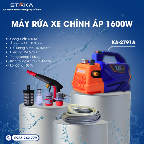 Máy Rửa Xe Chỉnh Áp 1600W STK (KA-2791A) (1C/H, 1C/T)-M1 – Cái