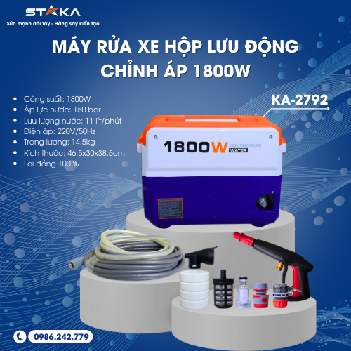 Máy Rửa Xe Hộp Lưu Động Chỉnh Áp 1800W STK (1C/H, 1C/T)-M1 – Cái