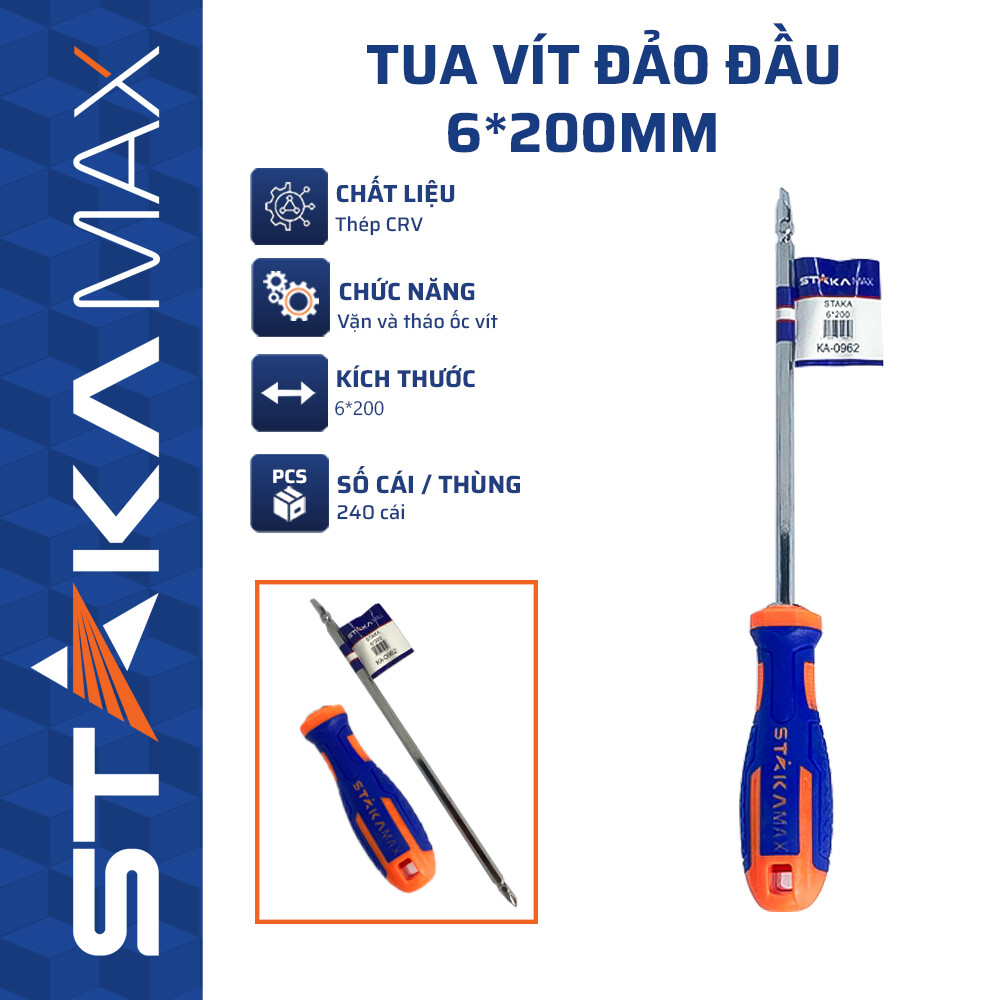 Tua vít đảo đầu STAKAMAX 6*200mm (KA-0962) (12C/H, 240C/T) – N3