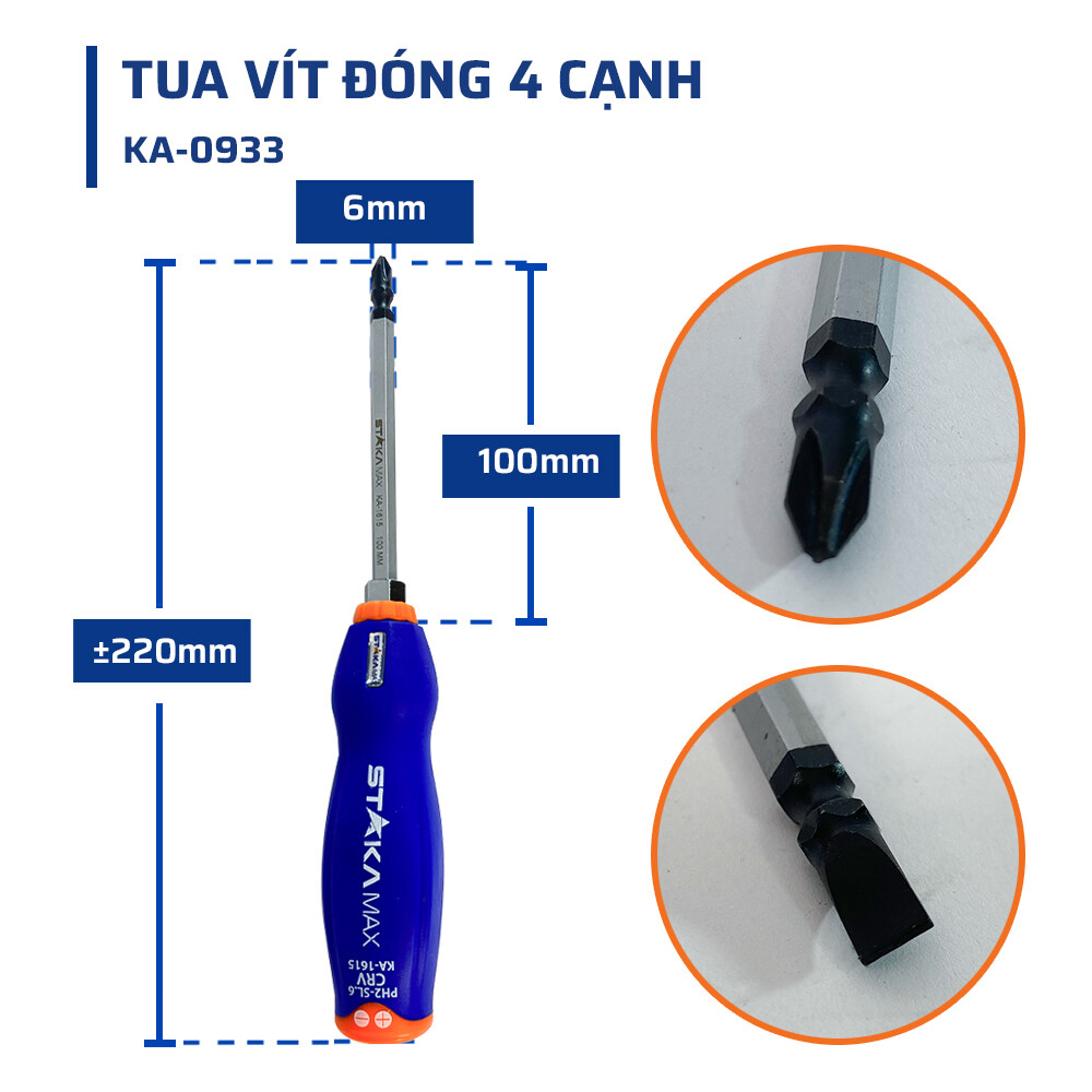 Thông số kỹ thuật chi tiết của tua vít đảo STAKAMAX 6x100