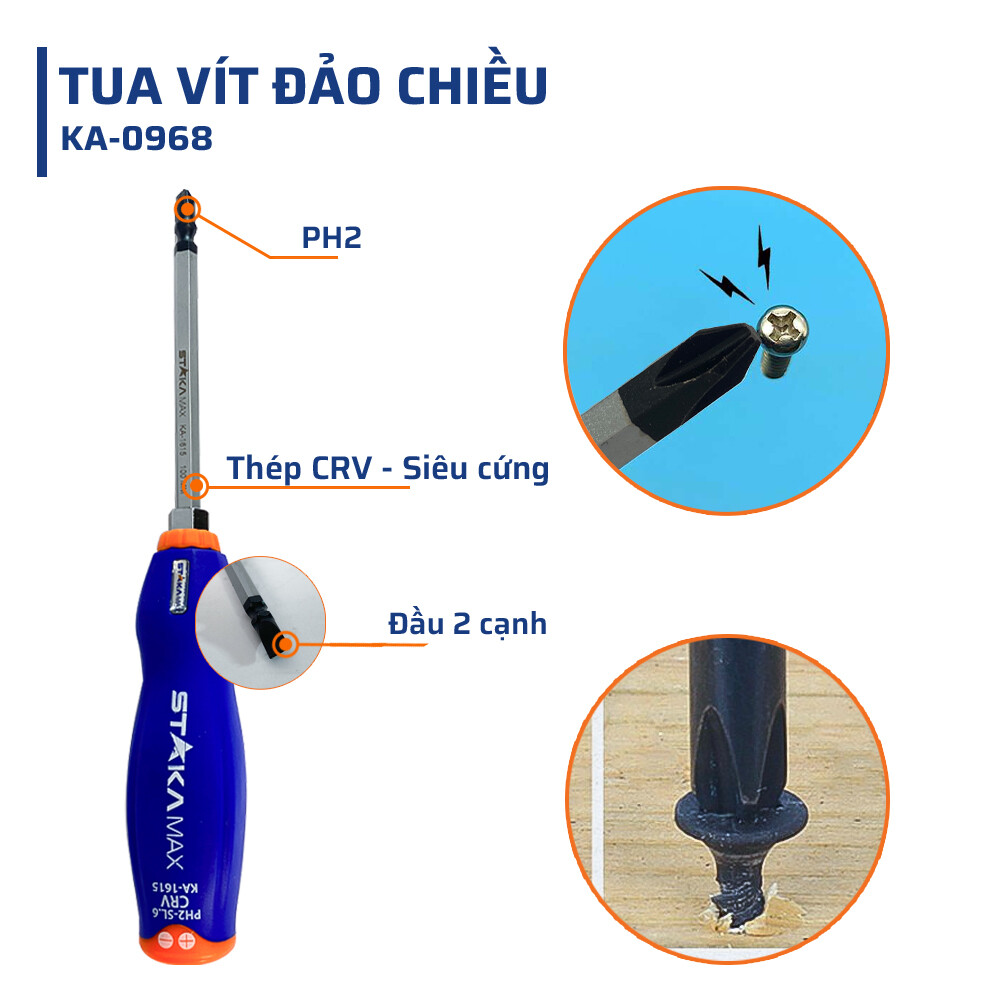 Thông số kỹ thuật chi tiết của tua vít đảo STAKAMAX 6x100