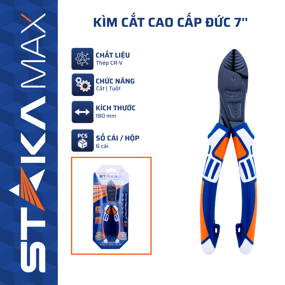 Kìm Cắt Cao Cấp Đức 7′ STAKAMAX (6C/H, 60C/T)-N1 – Cái – Lực Cắt Mạnh, Chính Xác