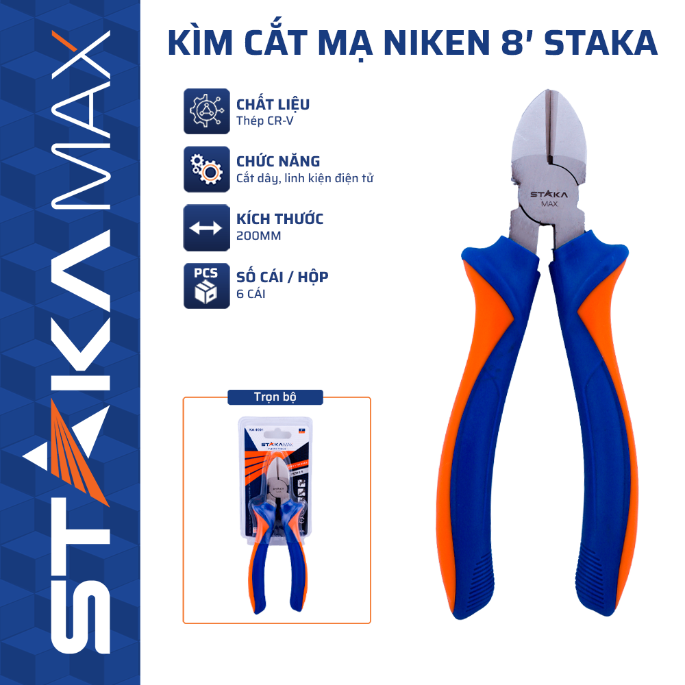 Kìm Cắt Mạ NIKEN 8” STAKAMAX (6C/H, 60C/T)-N1 – Cái