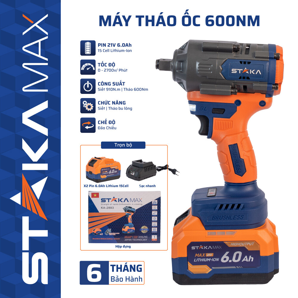 Máy Tháo Ốc Pin 600N 15 Cell-1500mAh STAKA (1C/H, 5C/T) -M1 – Cái – Lực Khỏe 910N.m, giá tốt