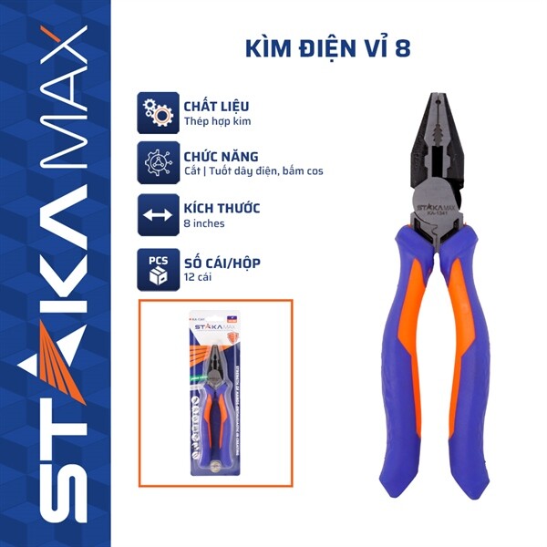 Kìm điện Vỉ 8 STAKA (KA-1341)(12C/H,72C/T) – N1 – Cái
