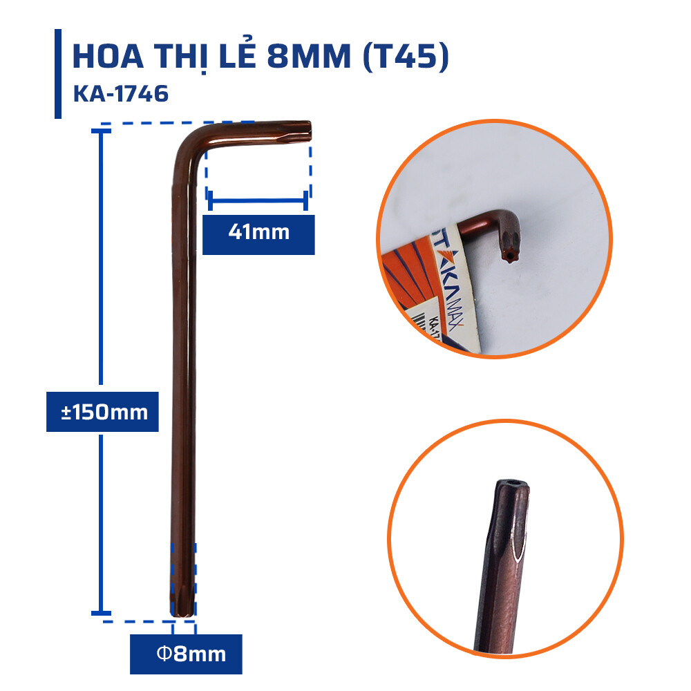 Thông số kỹ thuật chi tiết hoa thị lẻ 6mm (T40) STAKAMAX