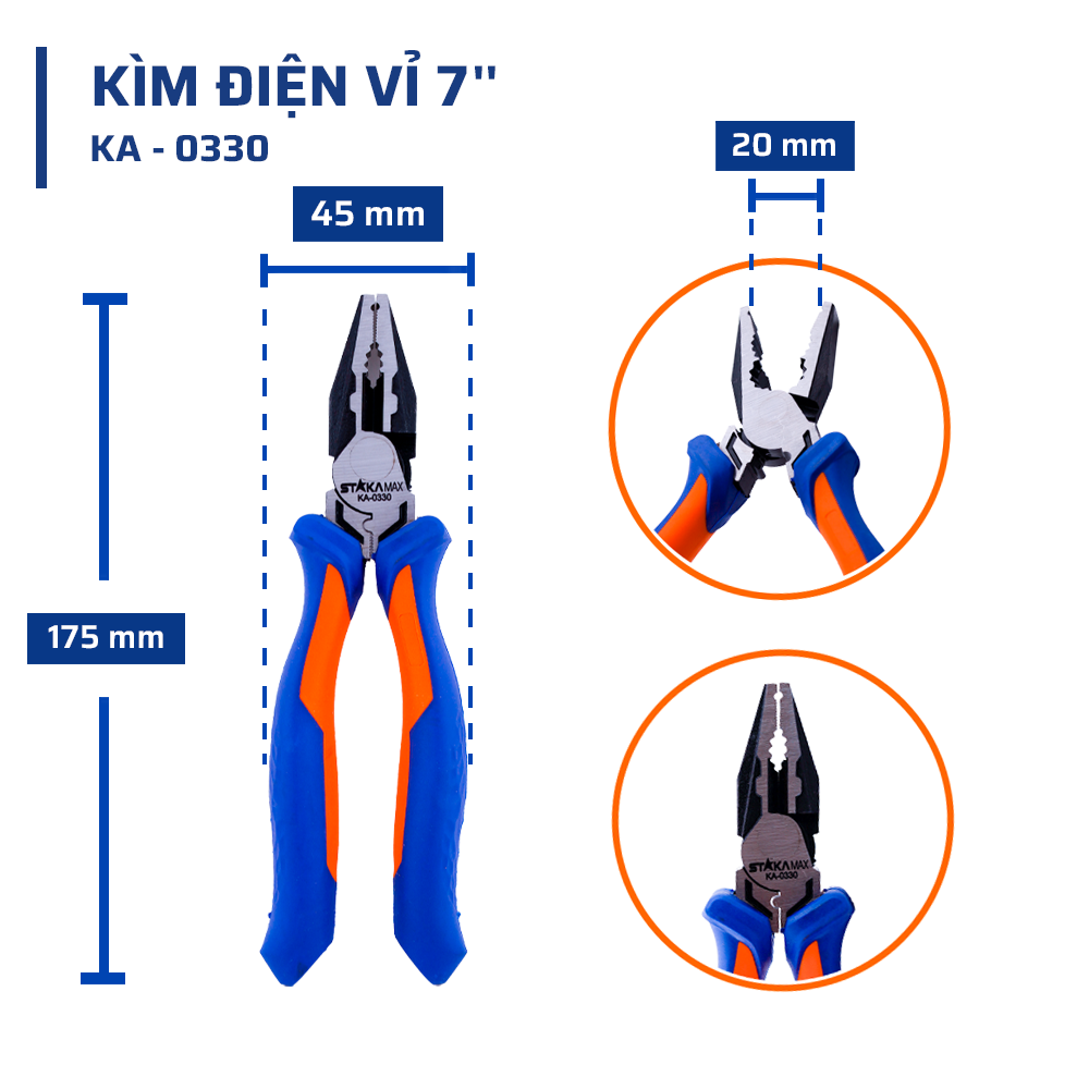Thông Số Kỹ Thuật Chính Của Kìm Điện Vỉ 7 STAKAMAX