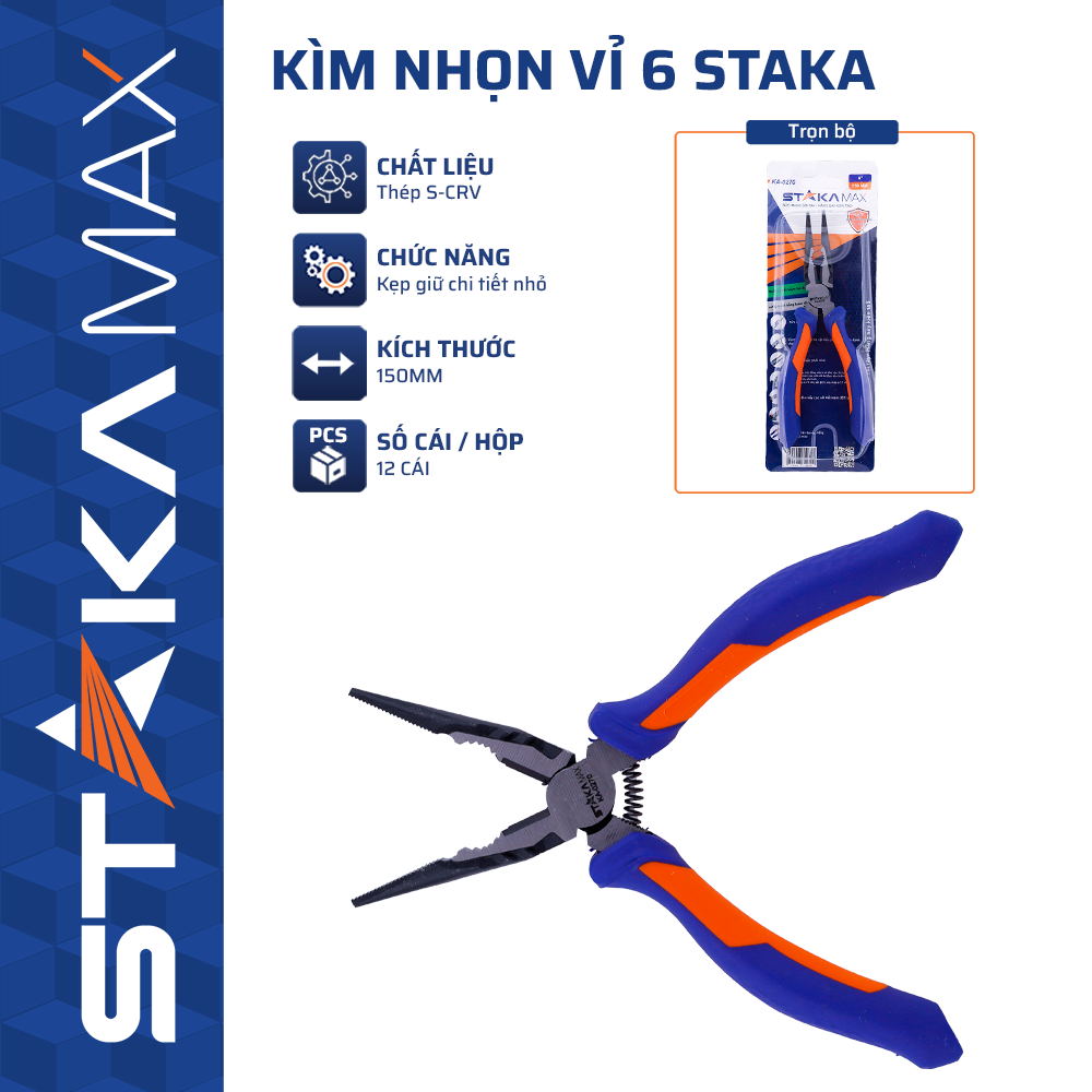  Kìm Nhọn Vỉ 6 STAKAMAX (12C/H,96C/T)-N3