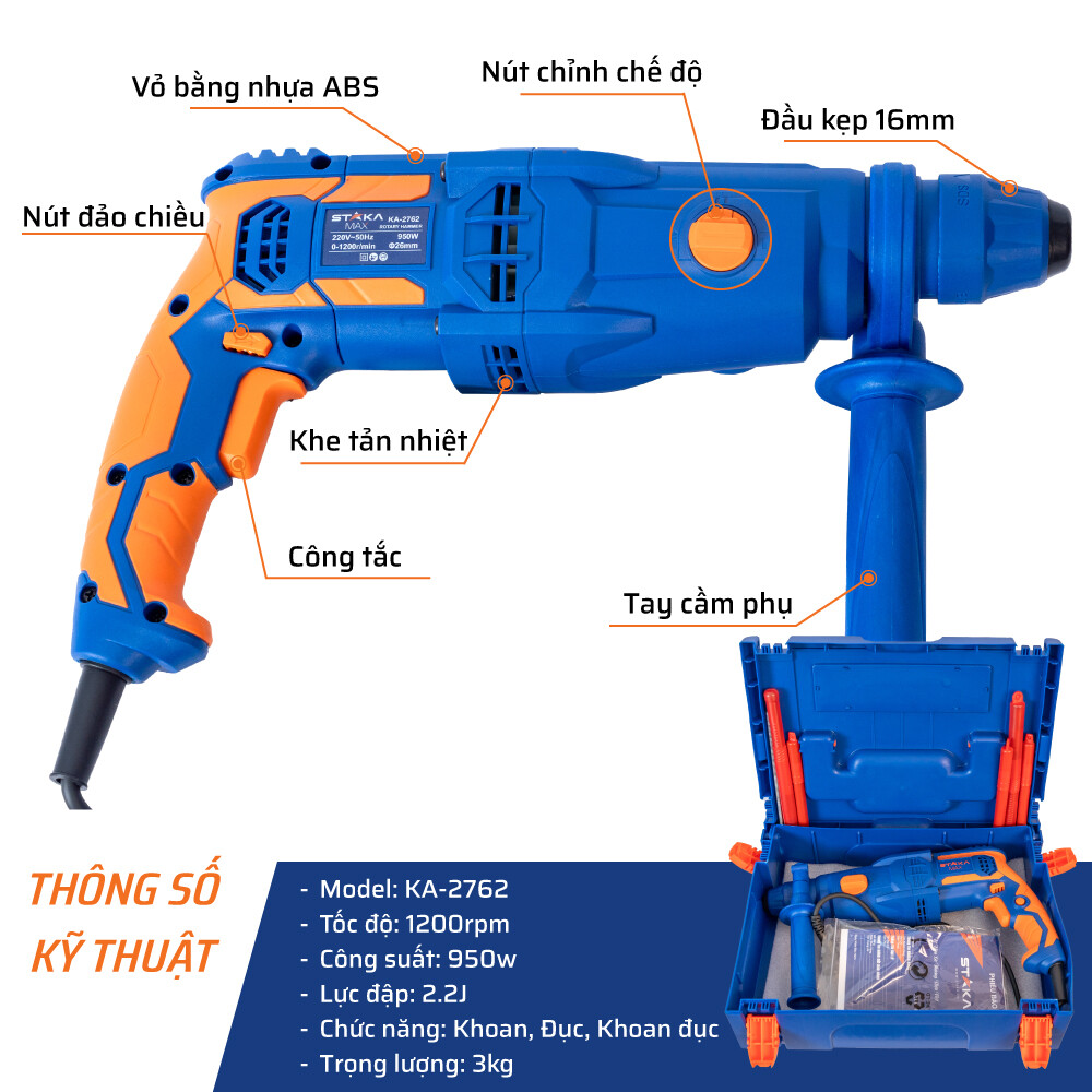 Thông Số Kỹ Thuật Máy Khoan Bê Tông 3 Chức Năng 2-26 STAKA