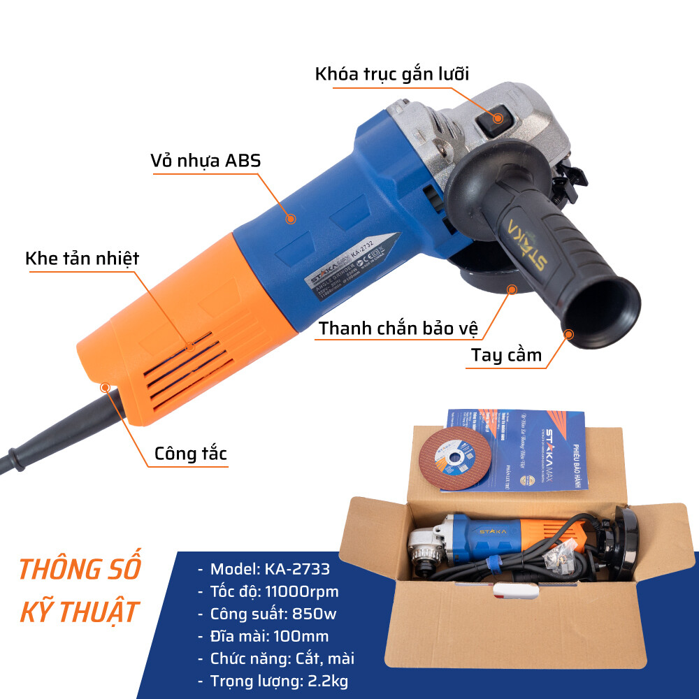 Thông số kỹ thuật chi tiết máy mài 850W STAKA