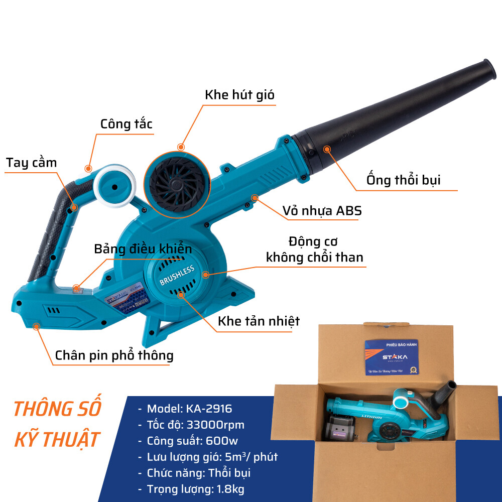 Thông số kỹ thuật máy thổi bụi Pin STAKA
