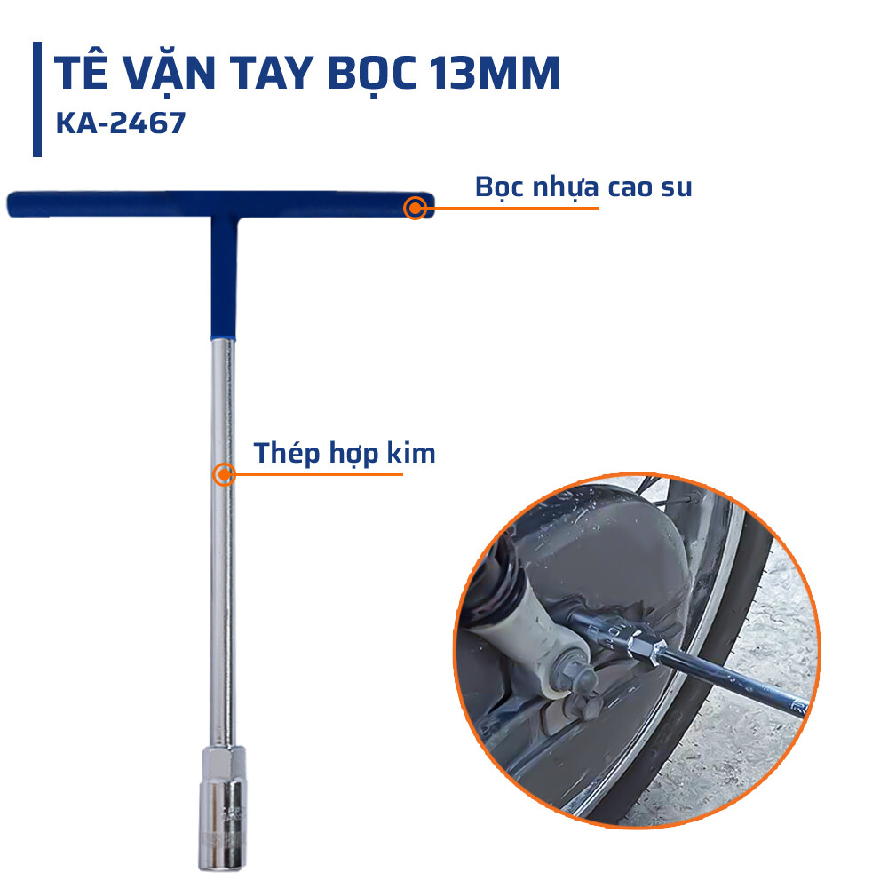 Cấu tạo chi tiết  và chất liệu đặc biệt của tê vặn tay bọC 13mm STAKAMAX