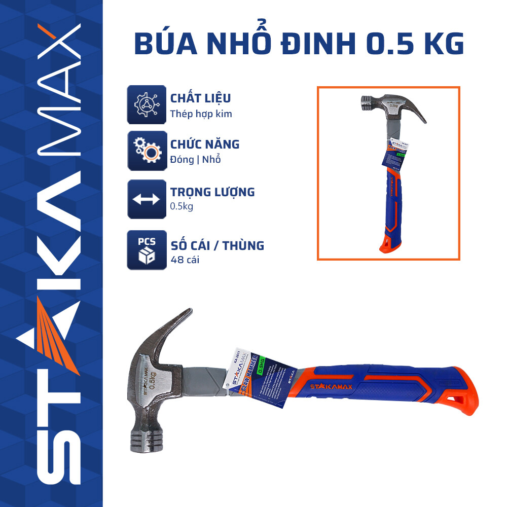 Búa Nhổ Đinh 0.5 kg STAKAMAX (6C/H,48C/T)-N1 – Thép Hợp Kim Cao Cấp