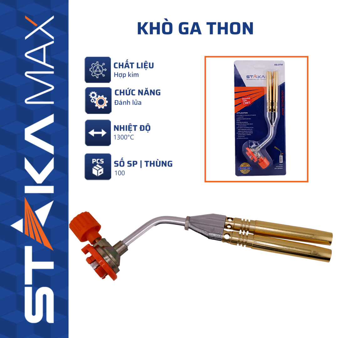 Khò ga đồng 2 nòng STAKAMAX (10C/H,80C/T)-N1 – Cái | 1300°C, Bền Bỉ – Chính Hãng