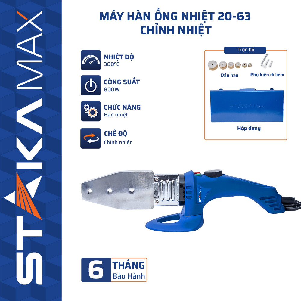 Máy Hàn Ống Nhiệt 20-63mm Chỉnh Nhiệt STAKA – Cao cấp, Chính Hãng