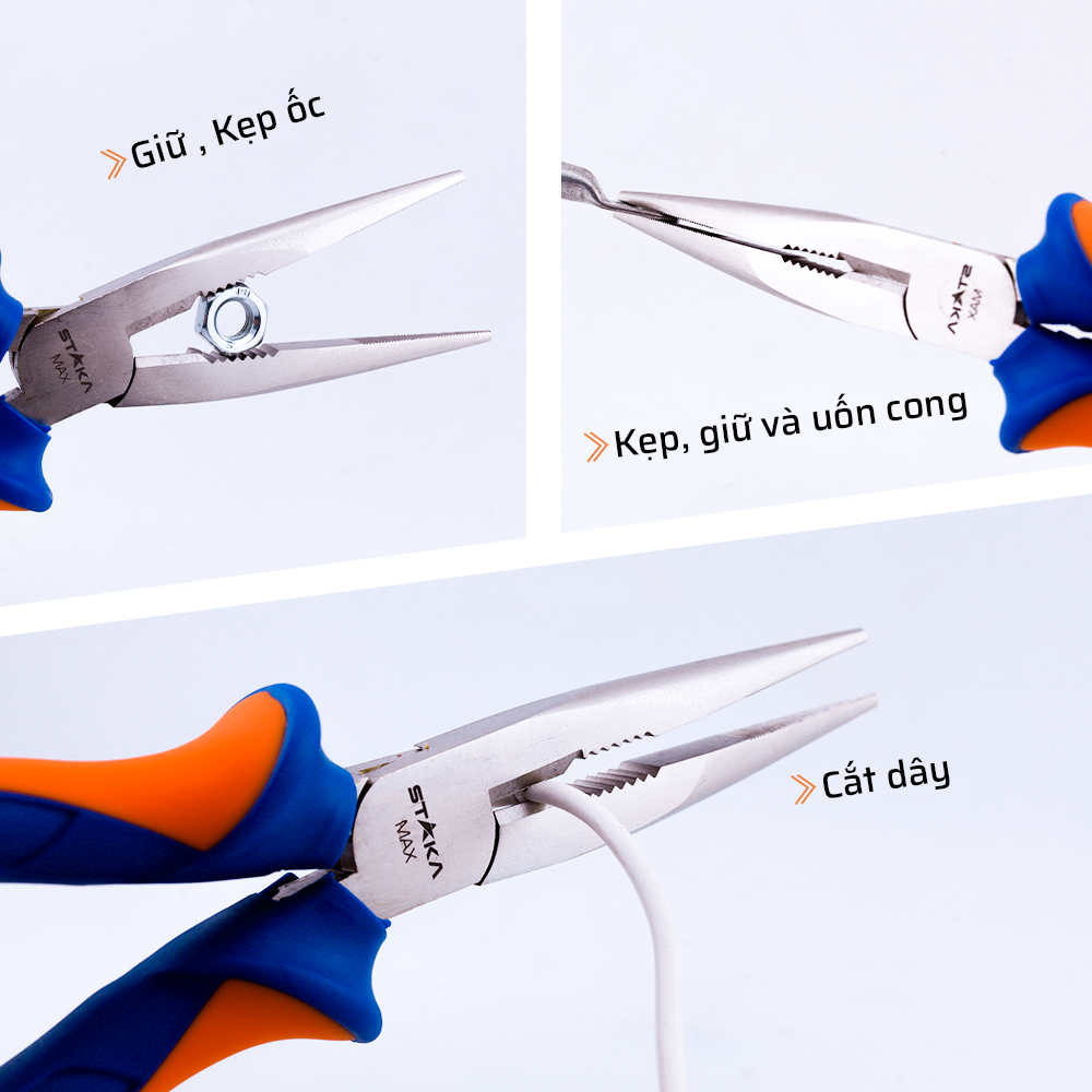 Chất Liệu Đặc Biệt Kìm Nhọn Mạ NIKEN 8'' STAKAMAX