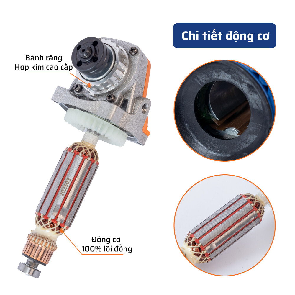 Cấu tạo bên trong (động cơ) máy mài công tắc hông 850W STAKA