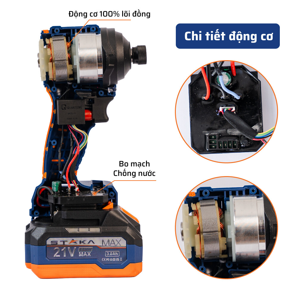 Động cơ bên trong máy chuyên vít pin STAKA