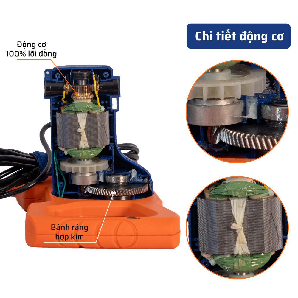 Cấu tạo bên trong ( chi tiết động cơ) máy xoa vữa cao cấp có đèn STAKA