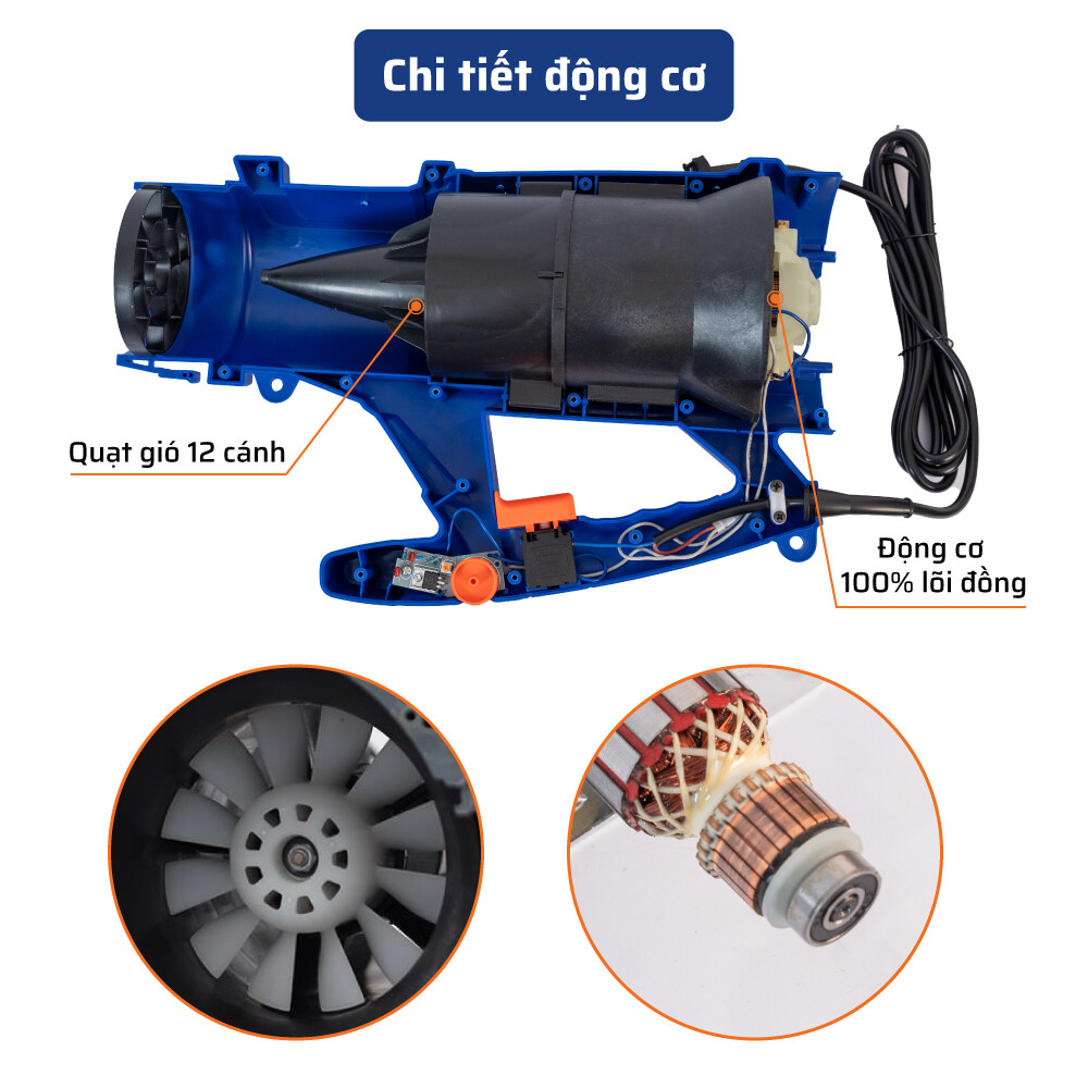 Cấu tạo bên trong (động cơ) máy thổi lá điện STAKA