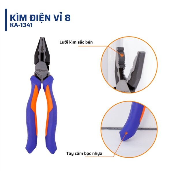 Cấu tạo chi tiết & Chất liệu kìm điện vỉ 8 STAKAMAX
