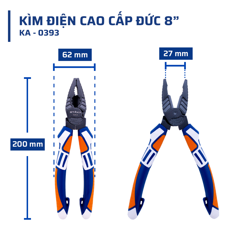 Thông số kỹ thuật của kìm điện cao cấp Đức 8'' STAKAMAX 
