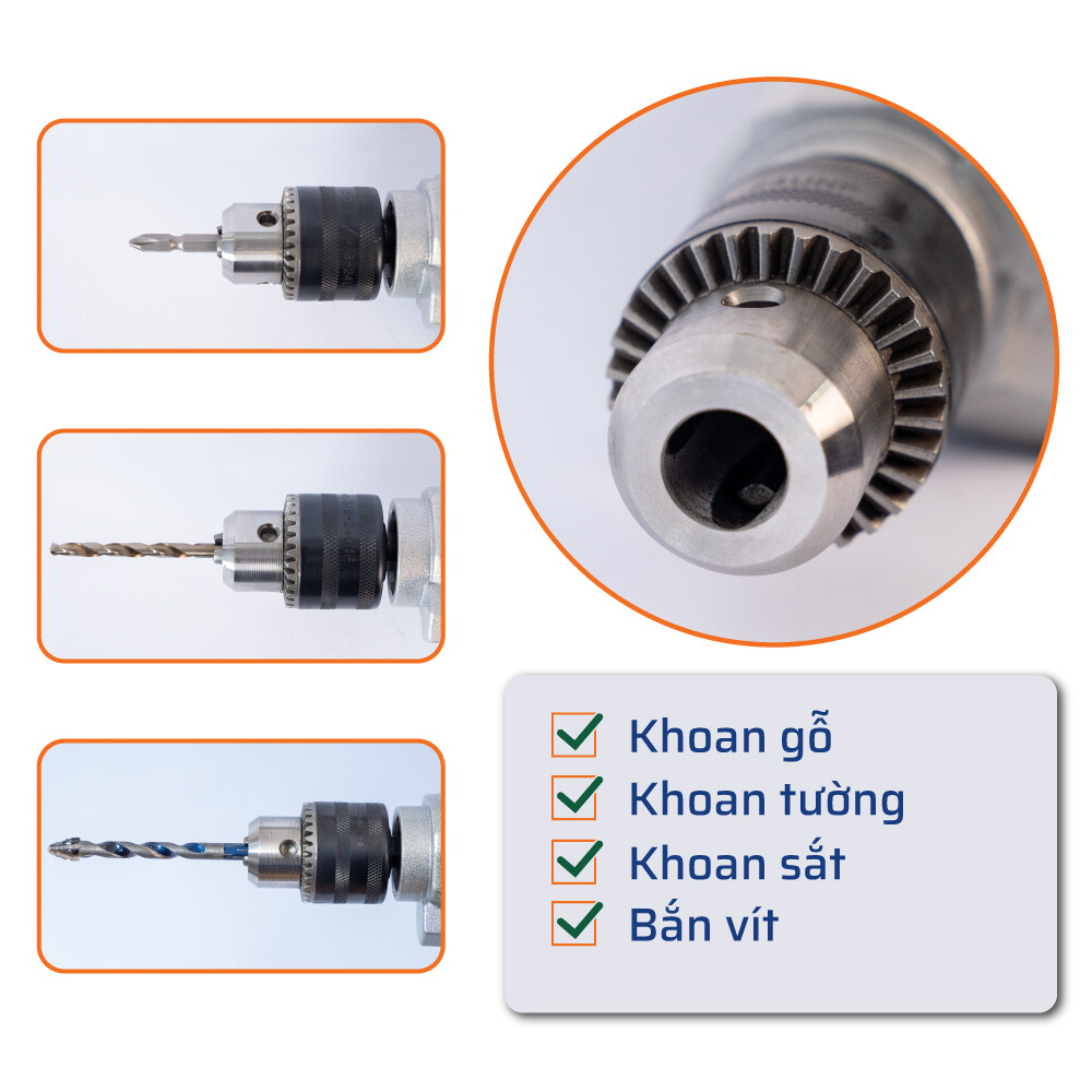 Chức năng của máy khoan điện đầu 13mm 680W STAKA