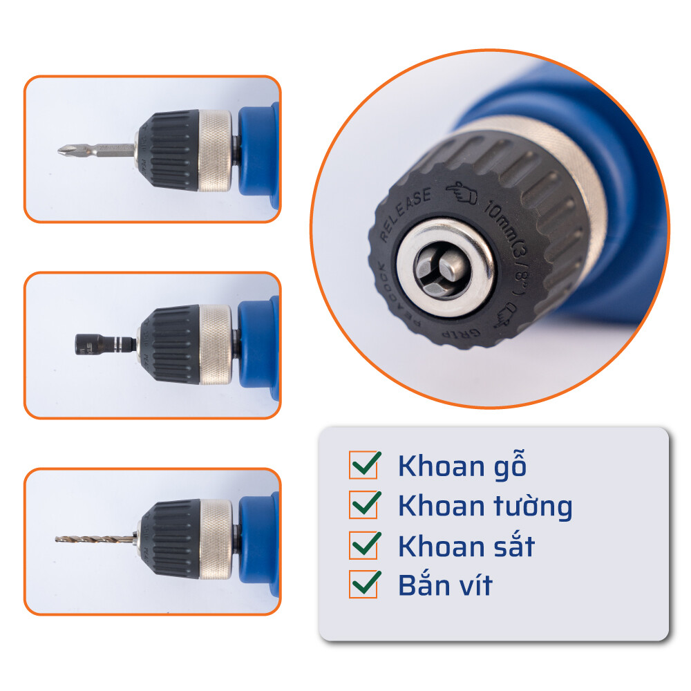 Chức năng của máy khoan điện đầu 10mm 450W STAKA