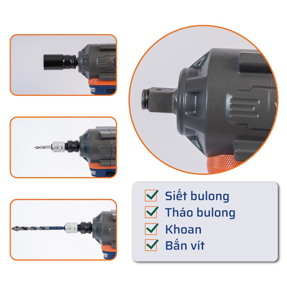 Công dụng mạnh mẽ của máy tháo ốc pin 600N.m 15 Cell-1500mAh STAKA