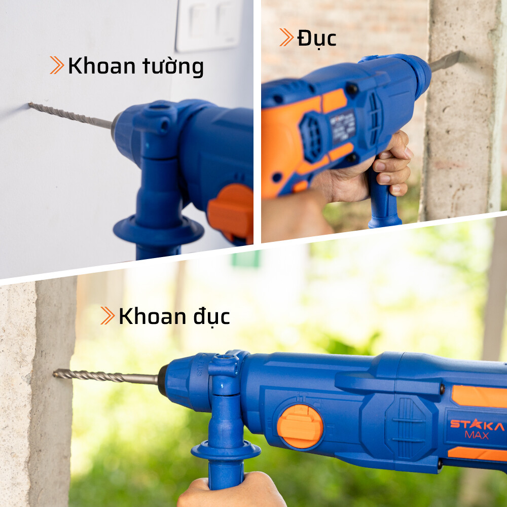 Công dụng thực tế của máy khoan bê tông 3 chức năng 2-26 STAKA
