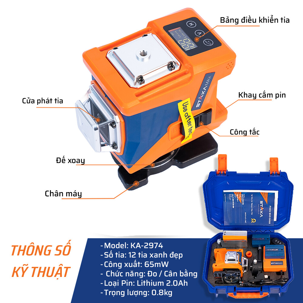 Thông số kỹ thuật chi tiết máy laser 12 tia STAKA
