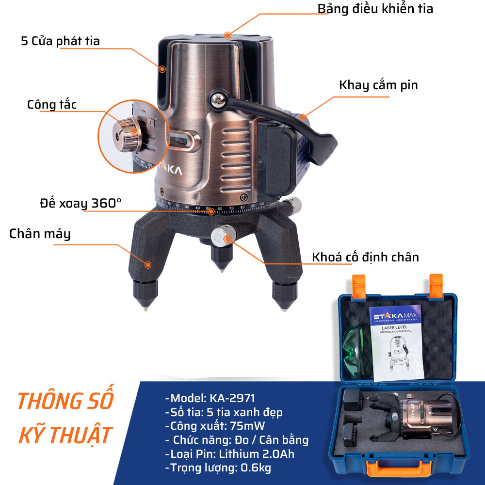 Thông số kỹ thuật máy laser 5 tia đẹp STAKA