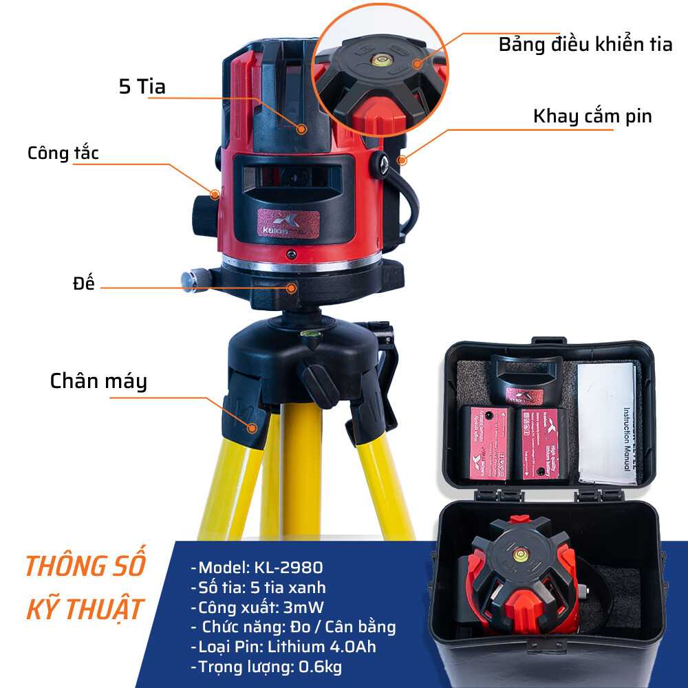 Thông số kỹ thuật chi tiết máy laser 5 tia Kalos Max  