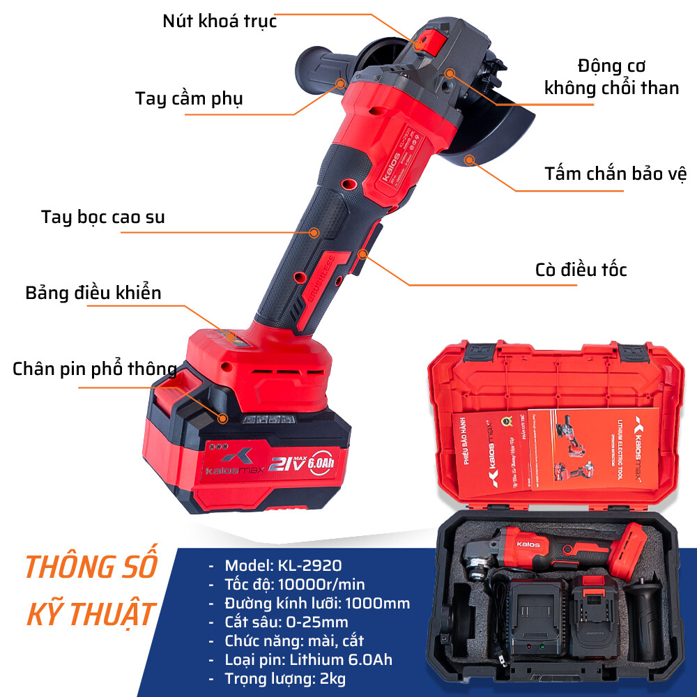 Thông tin kỹ thuật chi tiết của máy mài pin Kalos Max