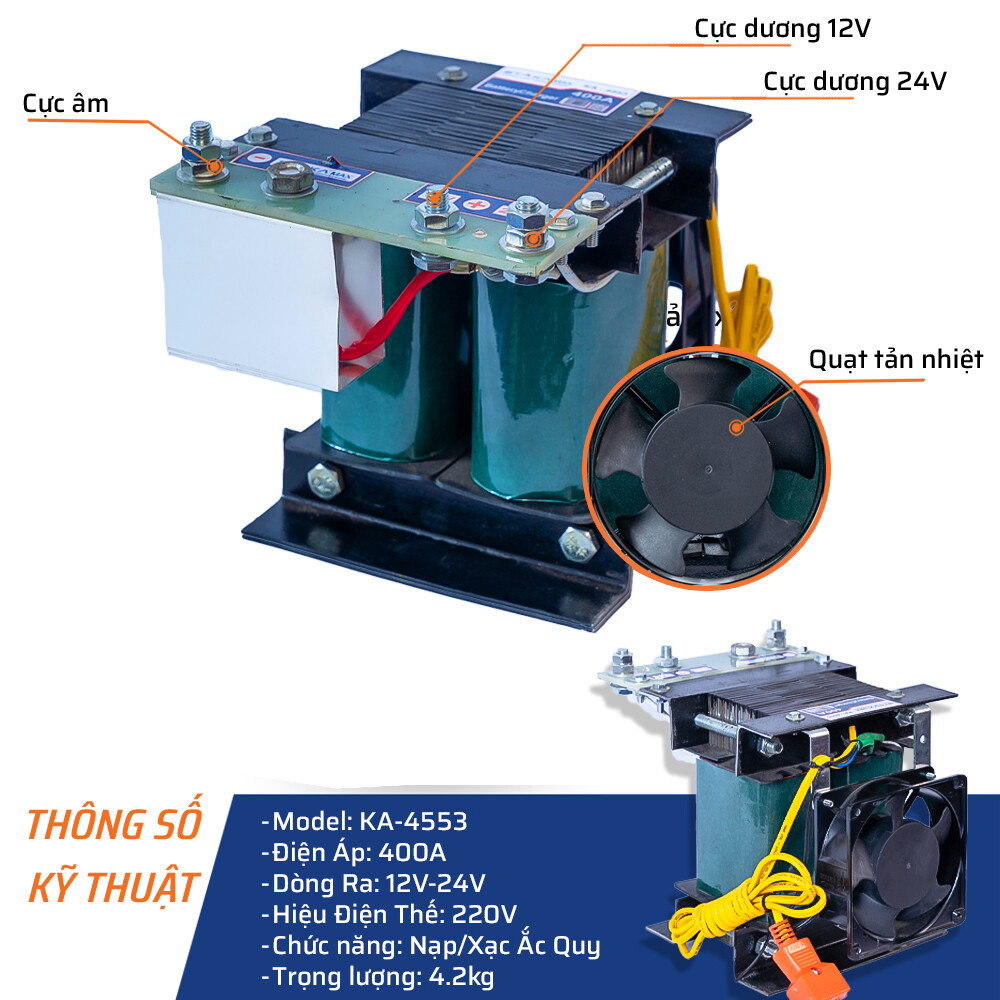 Thông số kỹ thuật máy nạp 400A STAKA