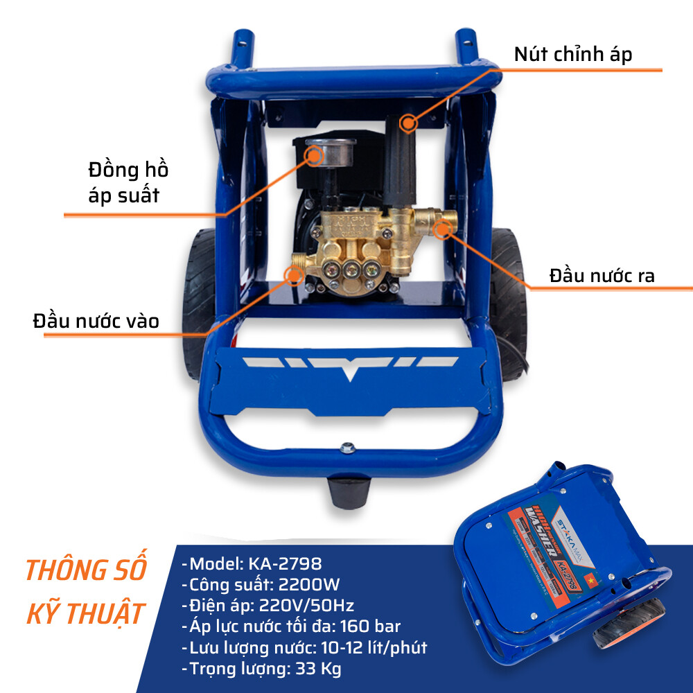 Thông số kỹ thuật máy rửa xe mô tơ 2200W STAKA