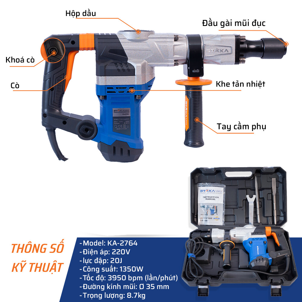 Chi tiết máy đục 1350W/35mm STAKA