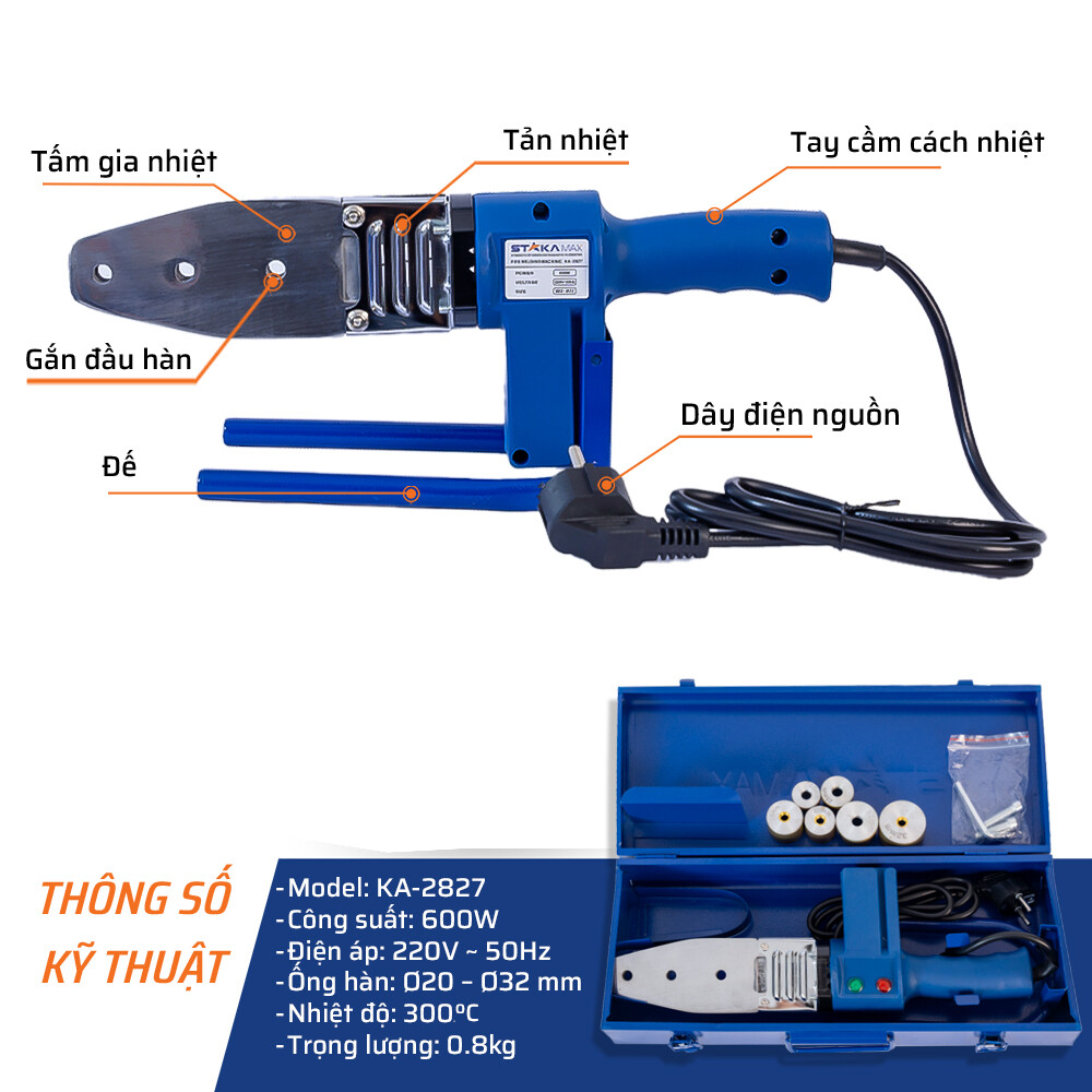 Chi Tiết Máy Hàn Ống Nhiệt 20-32mm 600W STAKA MAX