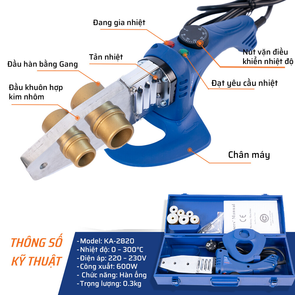 Chi tiết máy hàn ống nhiệt 20-32mm chỉnh nhiệt STAKA MAX