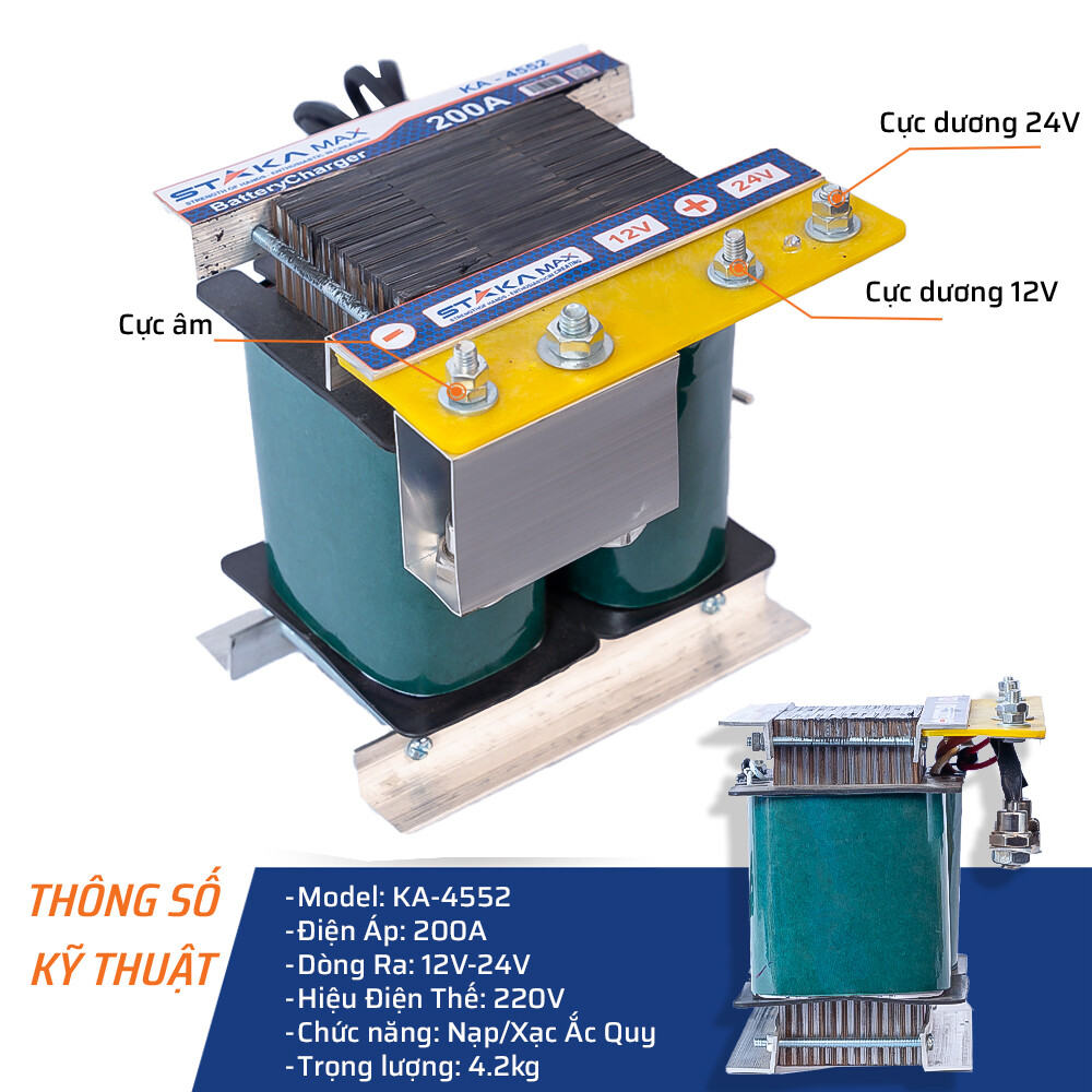 Thông số kỹ thuật máy nạp 200A STAKA
