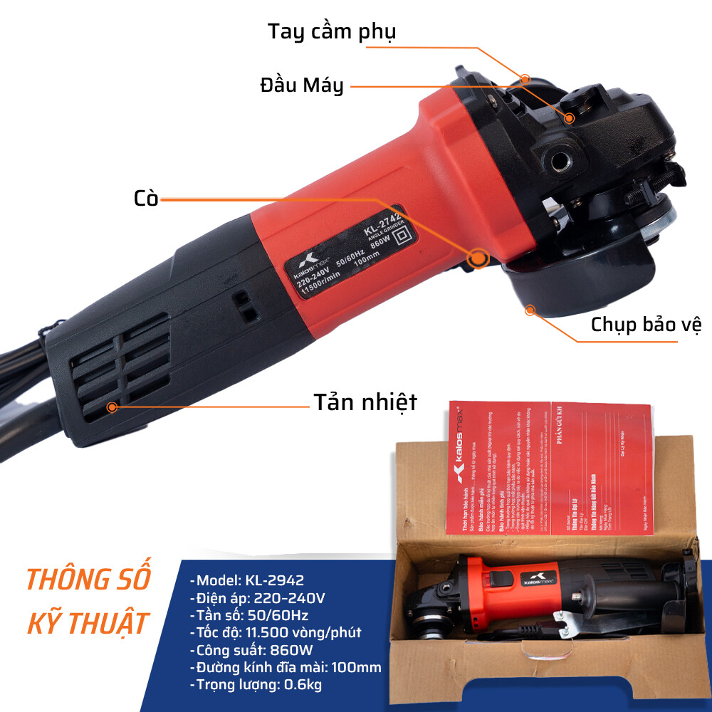Thông số kỹ thuật chi tiết máy mài 860W/100 Kalos Max