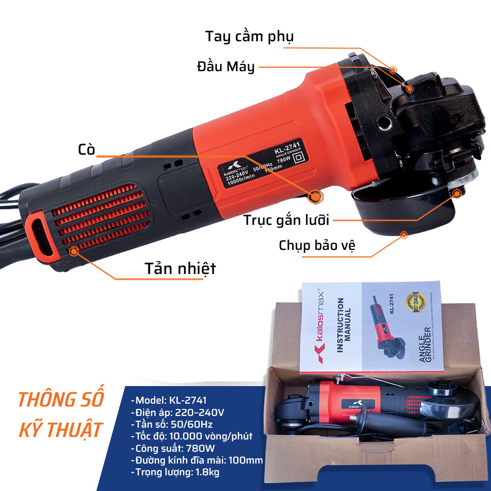 Thông số kỹ thuật chi tiết máy mài 780W/100 Kalos Max
