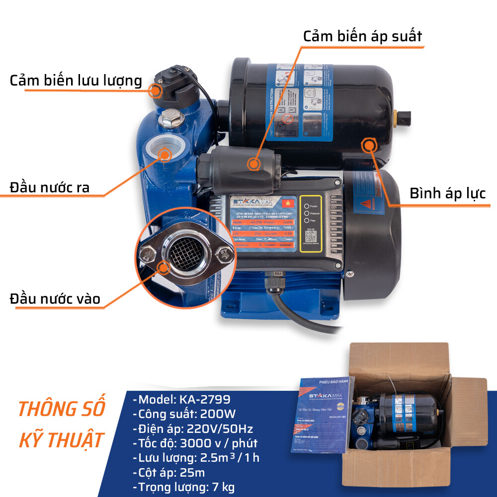 Chi tiết máy bơm nước 200W STAKA
