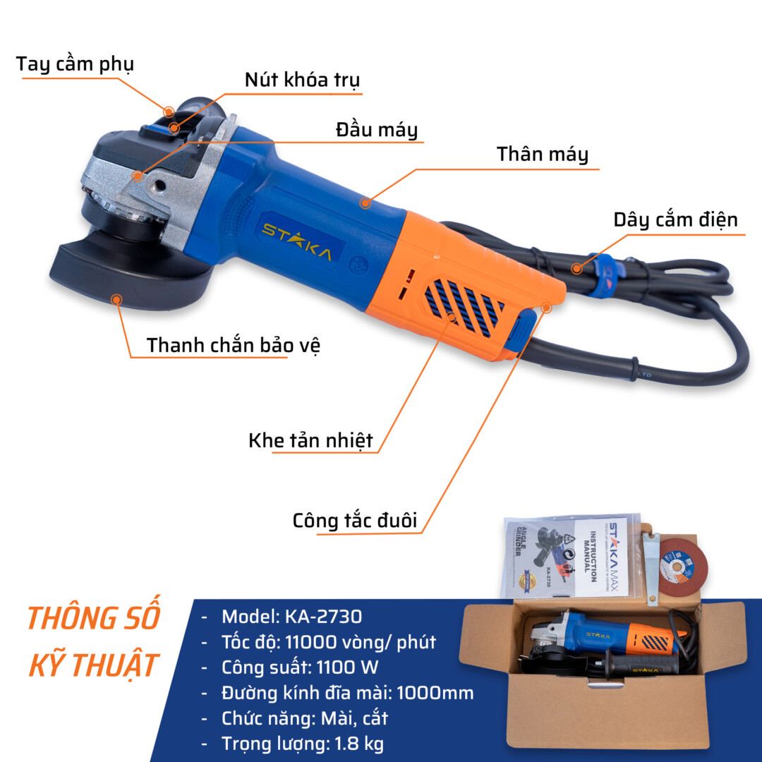 Thông số kỹ thuật chi tiết máy mài 1100W/100 STAKA