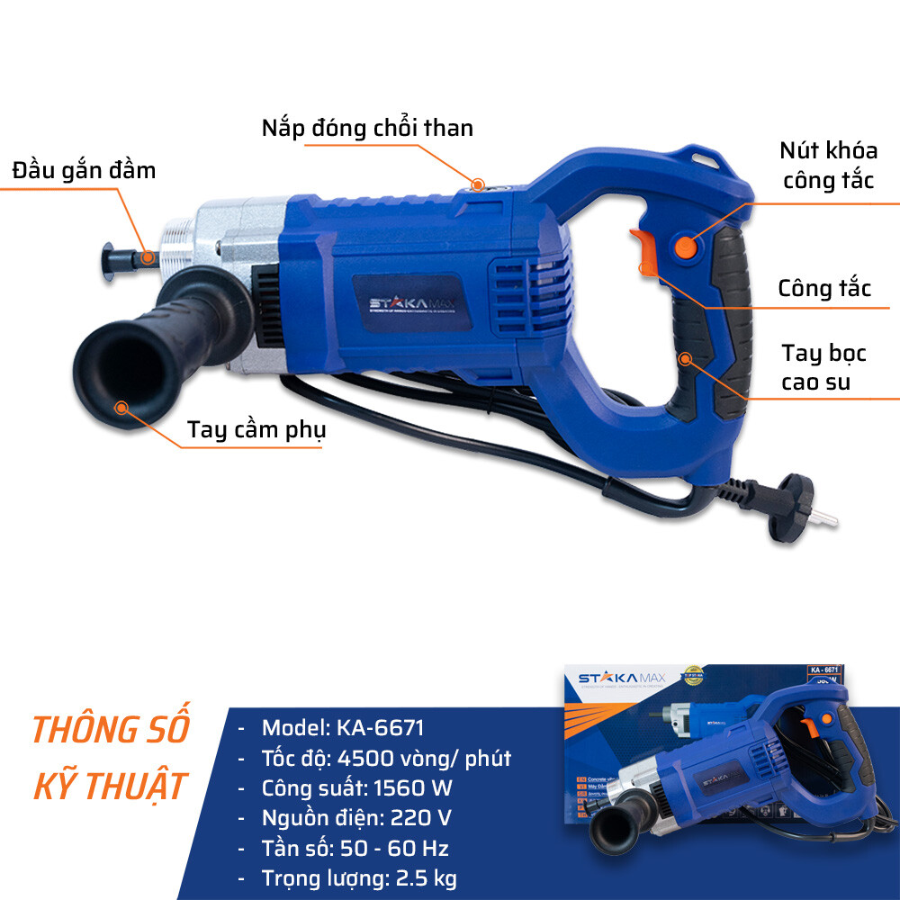 Chi tiết máy đầm roi điện STAKA MAX