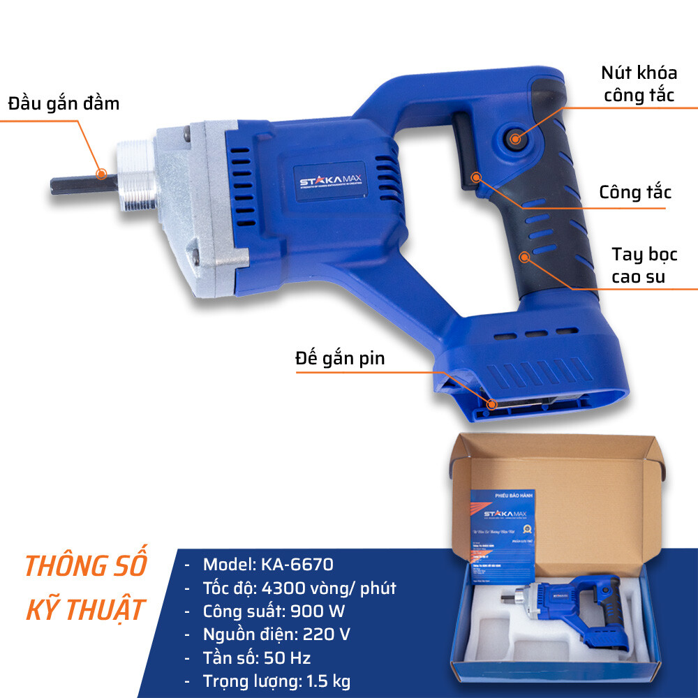 Chi tiết máy đầm roi pin STAKA MAX 