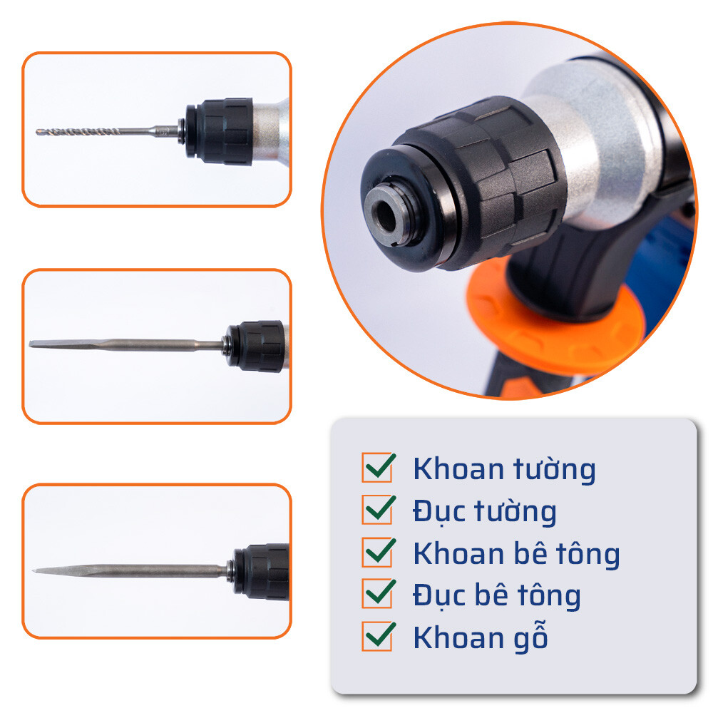 Chức năng máy khoan đục 1000W/25mm STAKA